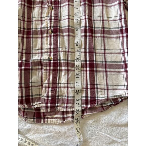 Wrangler Jeans Co. Men’s Small Red White Plaid Shirt 100% Cotton Long Sleeve - Picture 3 of 6